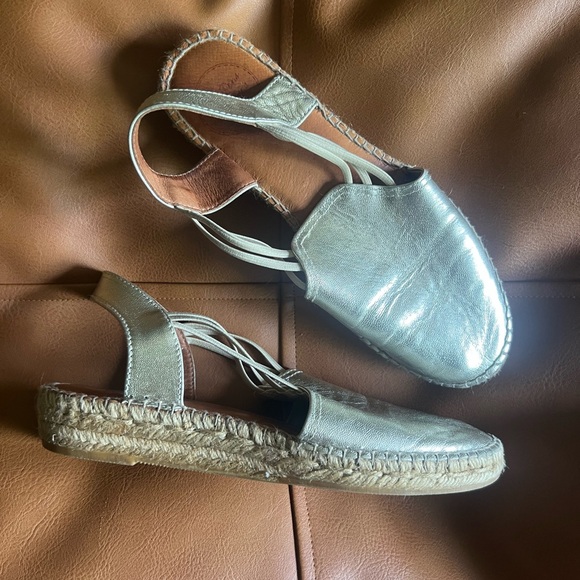 Gold leather Toni Pons Espadrille Sandals - Picture 1 of 4